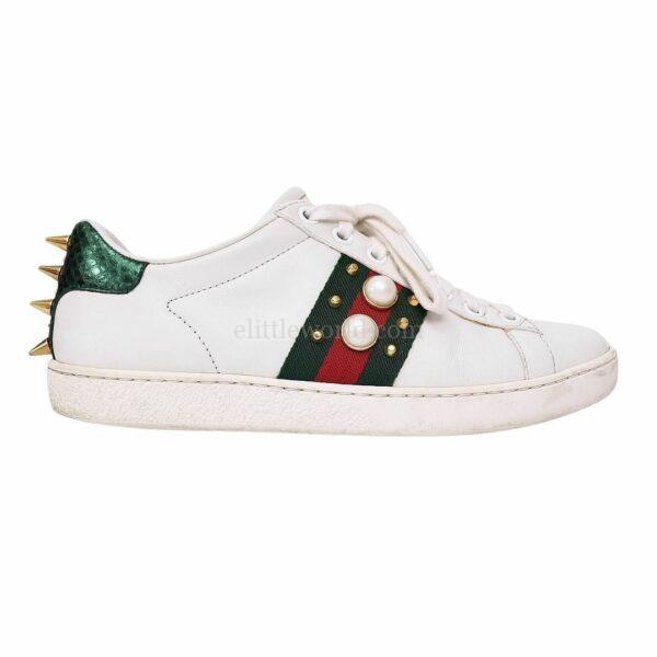 【二手】GUCCI ACE 鉚釘珍珠運動鞋 35 431887 E17075