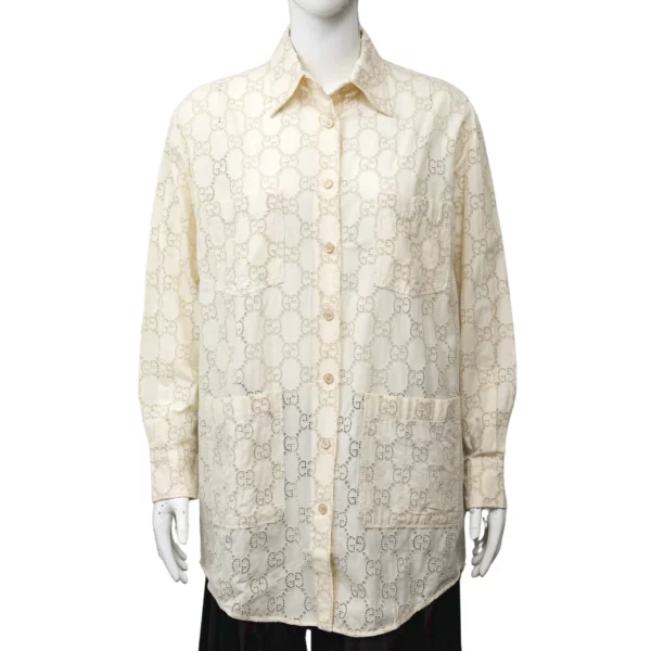 【二手】GUCCI GG 英式刺繡襯衫 36 E18440