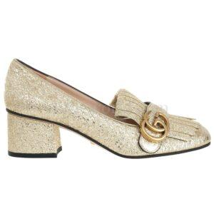 【二手】GUCCI GG 流蘇金屬感高跟鞋 36.5