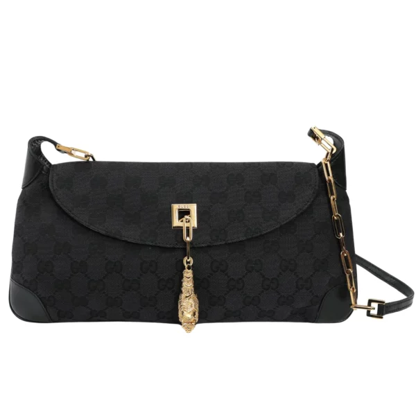 【二手】GUCCI GG 老虎圖案帆布鏈條錢包 E22446