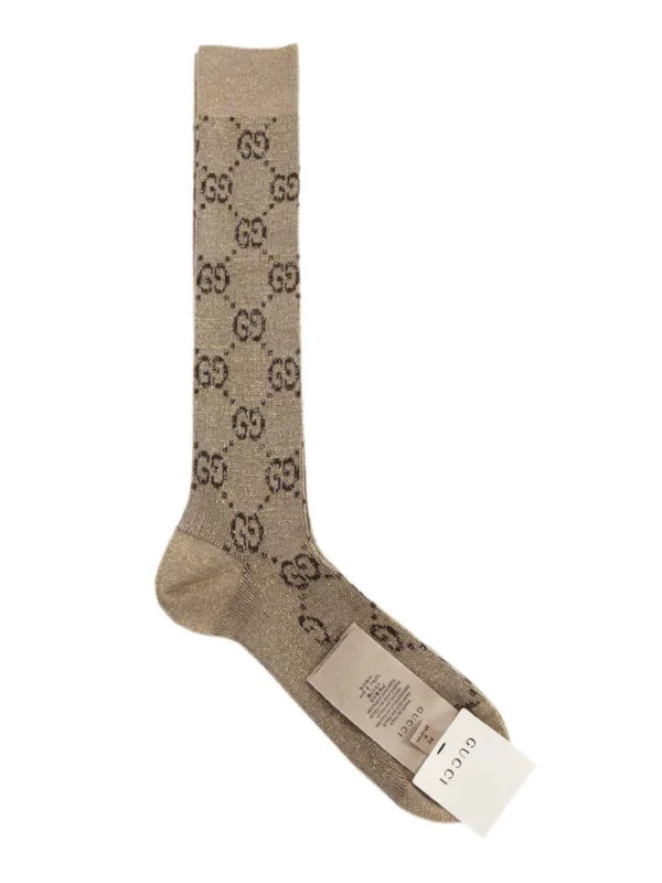 【意大利】GUCCI 金銀絲線GG短襪 M
