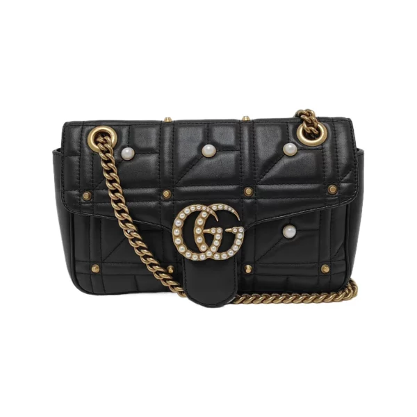 【二手】GUCCI GG MARMONT 珍珠黑色肩背包 PD1500