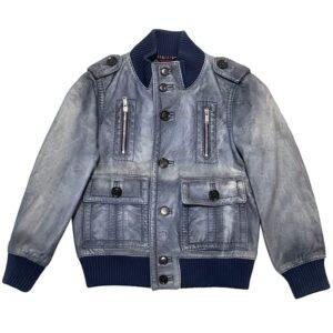 【二手】GUCCI KIDS 童裝GG壓紋皮夾克 4Y
