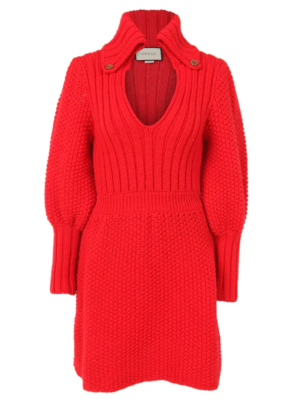 【二手】GUCCI 立領束腰連衣裙 M
