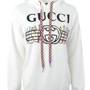 【二手】GUCCI 字母線條印花連帽衛衣 XXS