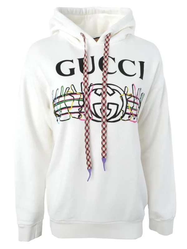 【二手】GUCCI 字母線條印花連帽衛衣 XXS