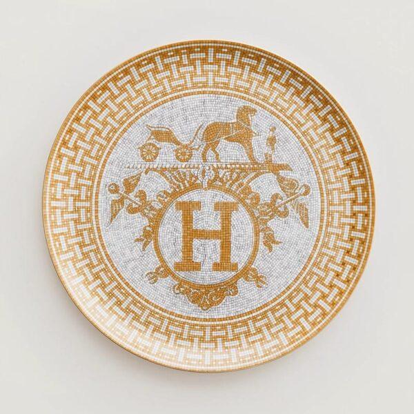 【全新】HERMES 馬賽克24金拼盤餐盤 VV2349