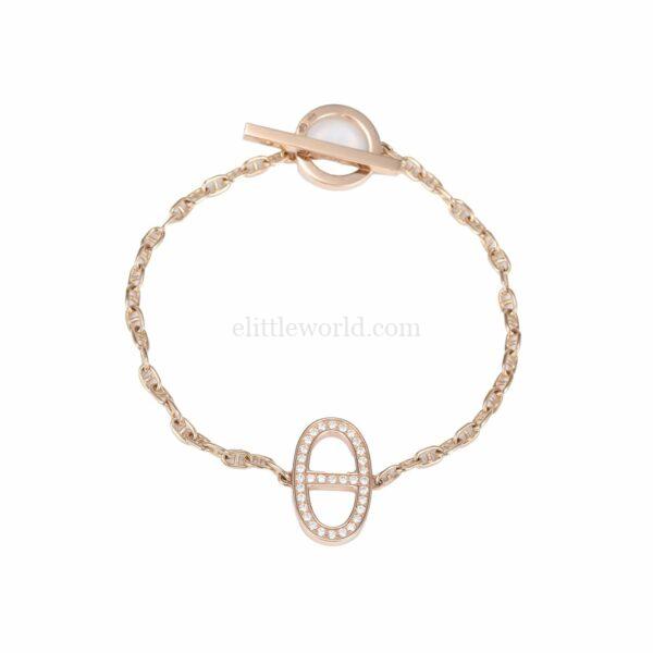 【二手】HERMES CHAINE D'ANCRE CONTOUR 玫瑰金手鍊 XS VV2166