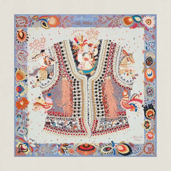 【全新】HERMES COSTUME DE FETE 90 絲巾 E20949