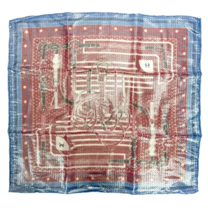 【未使用品】HERMES DISCO COACHING BANDANA 銀色閃爍塗層 絲巾 PD1835