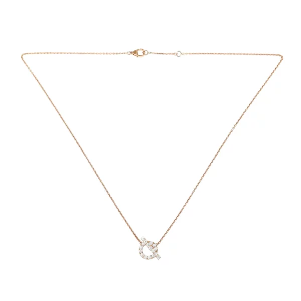 【未使用品】HERMES FINESSE 玫瑰金鑽石項鏈 E20558