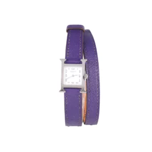 【二手】HERMES H紫色金框雙圈手錶 PD1521