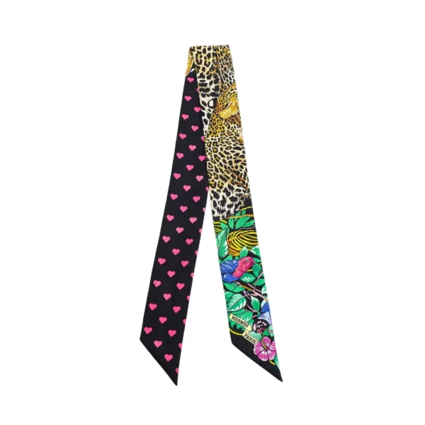 【未使用品】HERMES JUNGLE LOVE LOVE TWILLY 絲巾 E18748