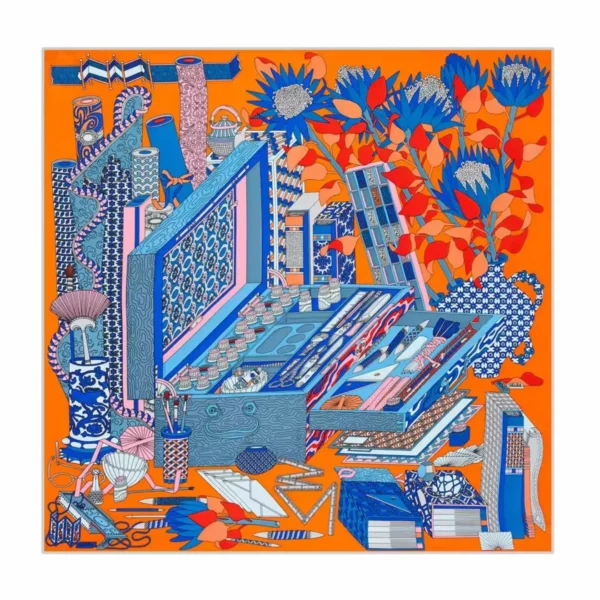 【二手】HERMES LES TRESORS D’UN ARTISTE 140 絲巾 S3923