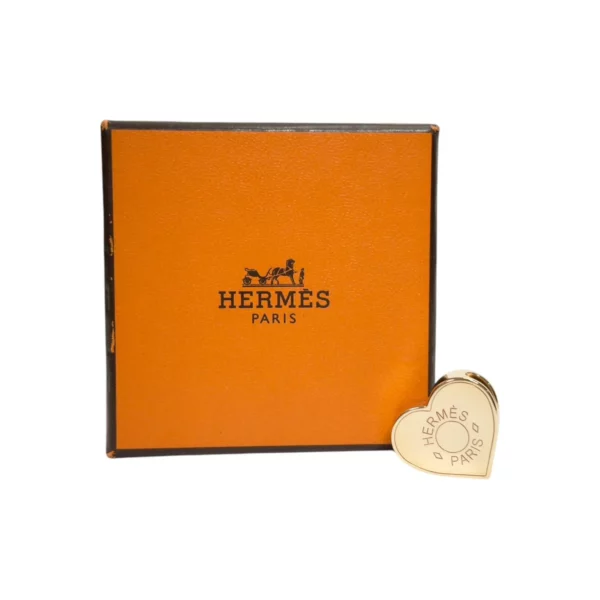 【二手】HERMES Mini Coeur twilly ring 愛心 金色 多用途 絲巾扣 PD1009