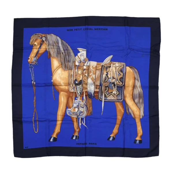 【二手】HERMES MON PETIT CHEVAL MEXICAIN 90 絲巾 E22110