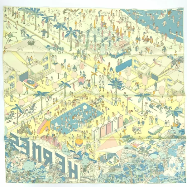 【全新】HERMES ON THE BEACH 90 絲巾 E3043
