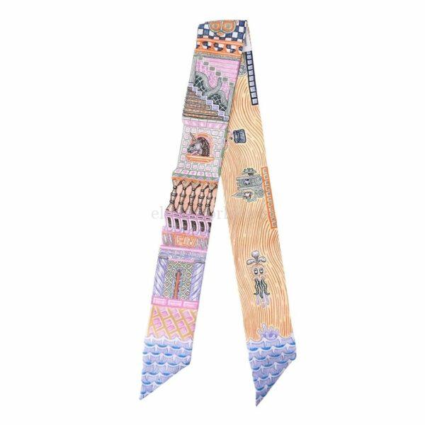 【未使用品】HERMES SUPER SILK QUEST TWILLY 絲巾 E18061
