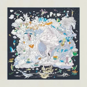 【全新】HERMES SUR MON NUAGE 90 絲巾 E21649