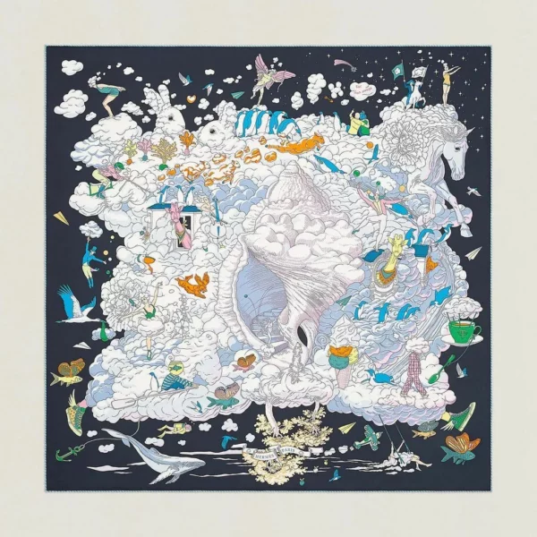 【全新】HERMES SUR MON NUAGE 90 絲巾 E21649