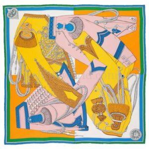 【全新】HERMES ZOUAVES ET DRAGONS 90 絲巾 E19228