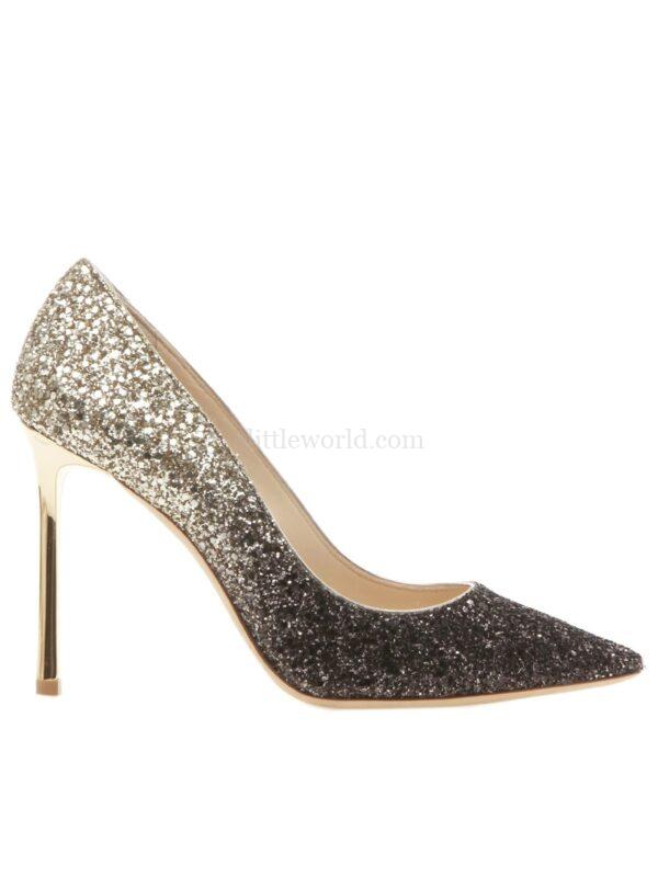 【二手】JIMMY CHOO ROMY 100 亮片金蔥綴飾高跟鞋 36
