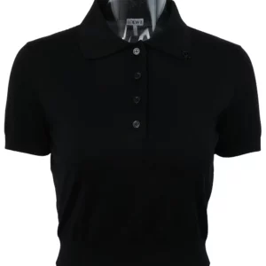 【二手】LOEWE 真絲混紡短款 POLO 衫 S