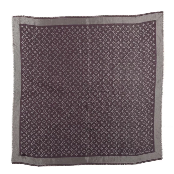 【二手】LOUIS VUITTON MONOGRAM 閃亮大圍巾 410460 E22119