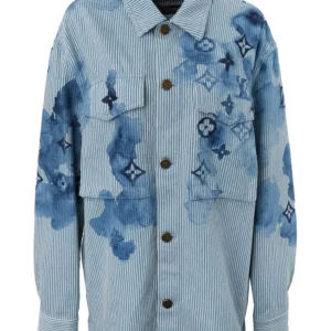 【二手】LOUIS VUITTON 水墨畫條紋牛仔襯衫 S