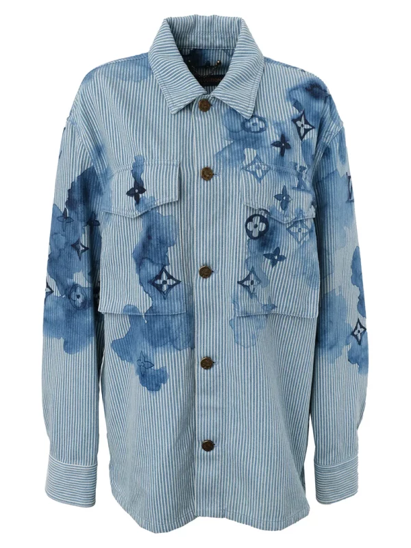 【二手】LOUIS VUITTON 水墨畫條紋牛仔襯衫 S