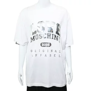 【全新】LOVE MOSCHINO 銀色標誌棉質 T 卹 US 6 E18768