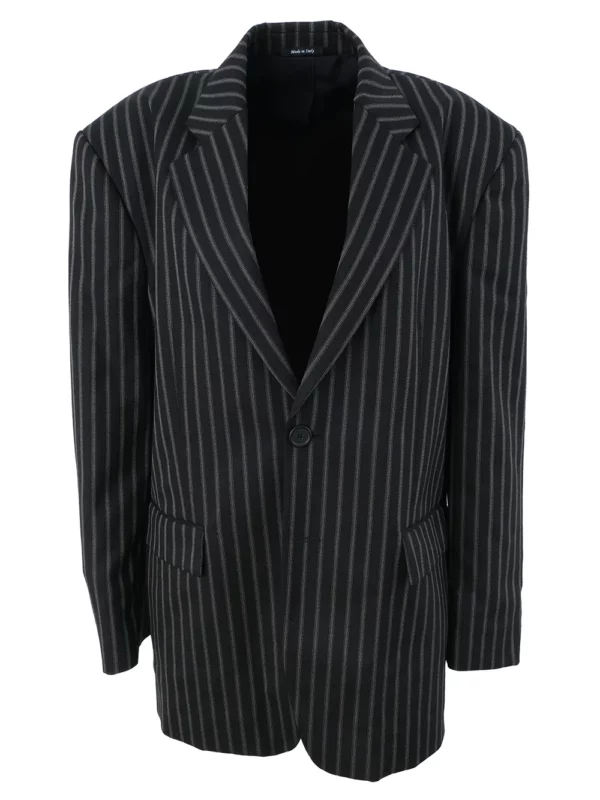 【二手】MAISON MARGIELA 廓形條紋西裝夾克 36