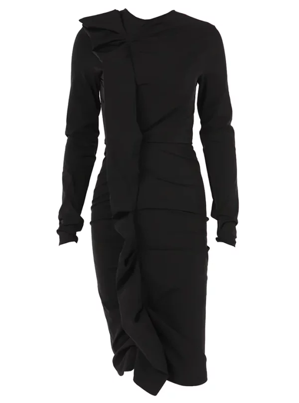 【二手】MAISON MARGIELA 荷葉邊修身連衣裙 38