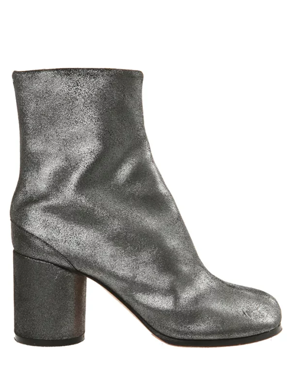 【二手】MAISON MARGIELA TABI 金屬感粗跟短靴 36