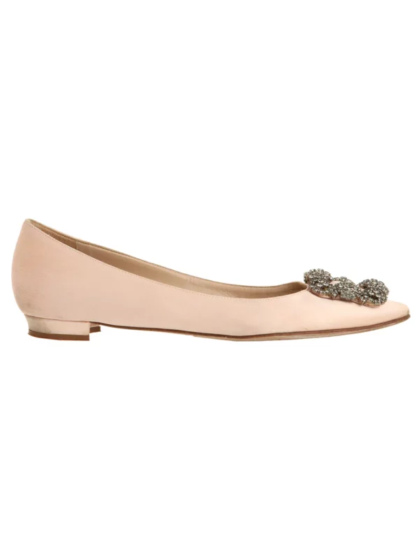 【二手】MANOLO BLAHNIK HANGISI 水鑽扣平底鞋 36