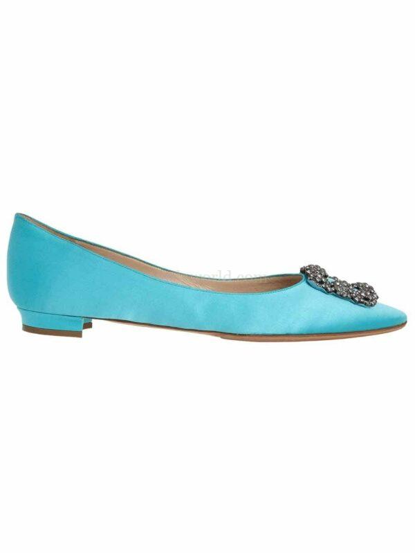 【二手】MANOLO BLAHNIK HANGISI 水鑽扣平底鞋 39