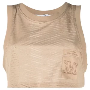 【意大利】MAX MARA LACCA 貼花網眼短款坦克背心 M