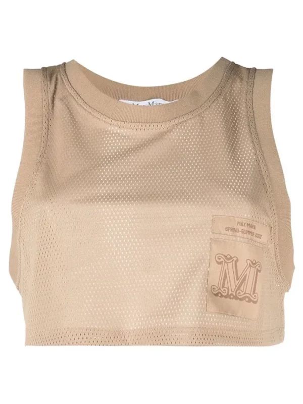 【意大利】MAX MARA LACCA 貼花網眼短款坦克背心 M