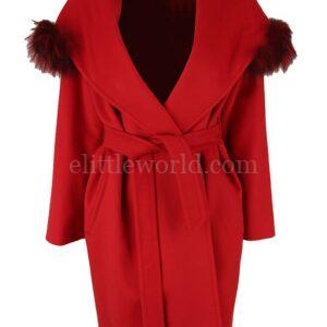 【二手】MAX MARA STUDIO 皮草飾邊系帶大衣 38