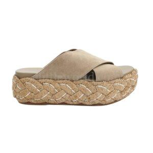 【全新】MIU MIU 絨面革坡跟涼鞋 35 E19604