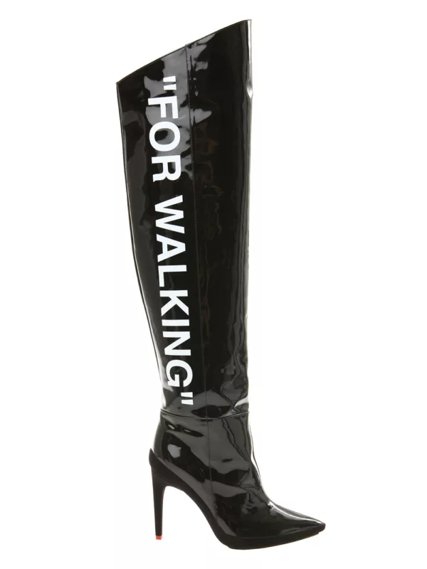 【二手】OFF-WHITE 漆皮過膝長靴 36