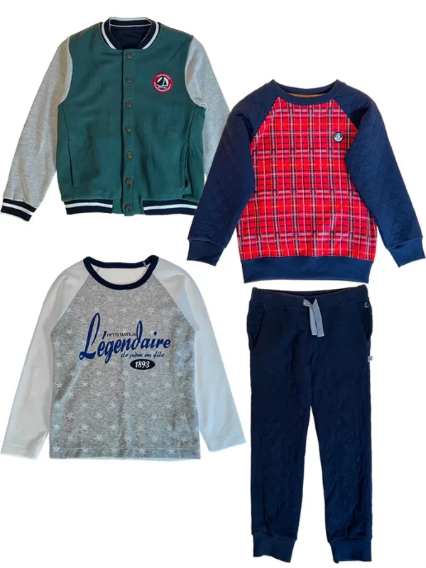 【二手】PETIT BATEAU 童裝上衣及長褲四件套 6Y