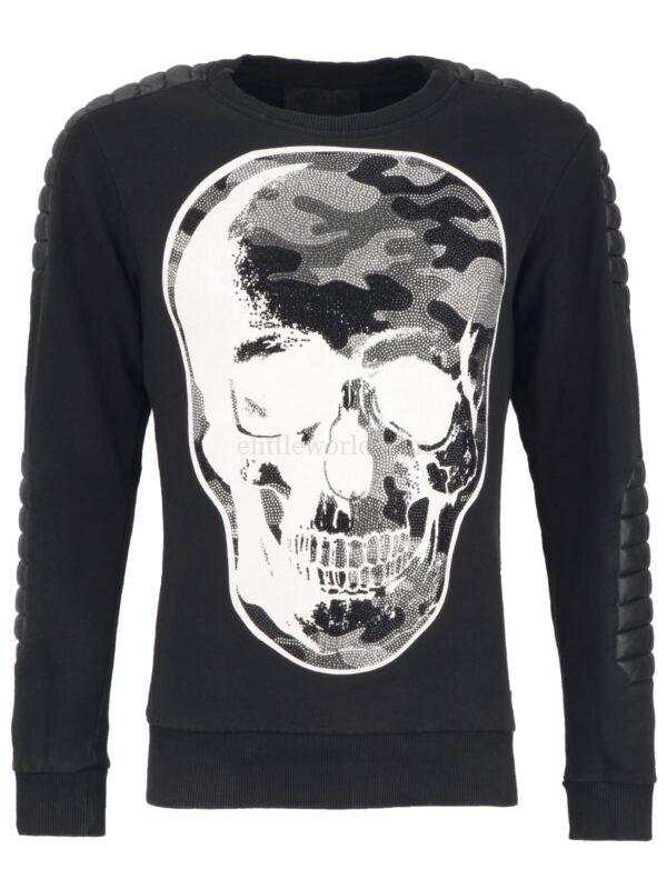 【二手】PHILIPP PLEIN 皮革拼接衛衣 M