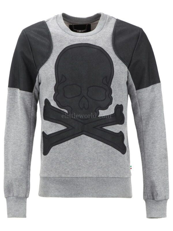 【二手】PHILIPP PLEIN 皮革拼接衛衣 S