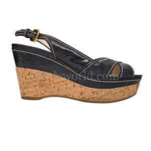 【二手】PRADA 坡跟草編涼鞋 36.5 E16401