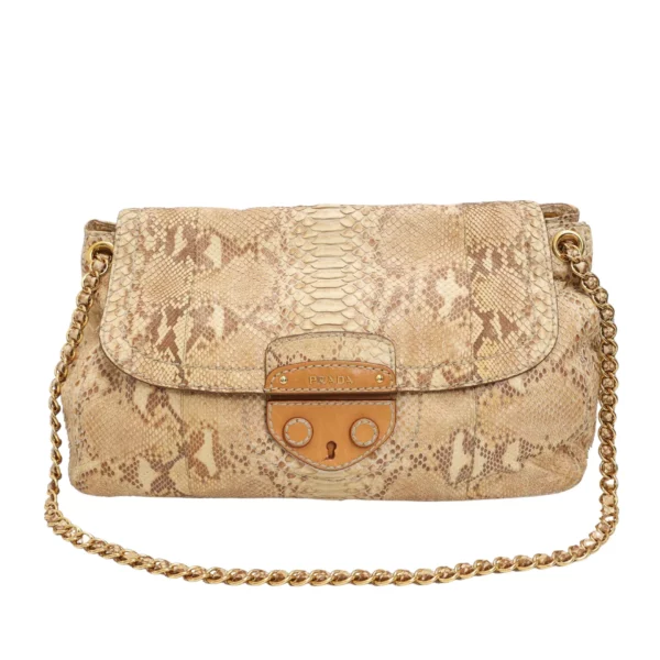 【二手】PRADA DELAVE 蛇皮壓紋肩背包 E21370