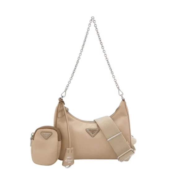 【二手】PRADA HOBO 奶茶色尼龍三合一手袋 PD1284