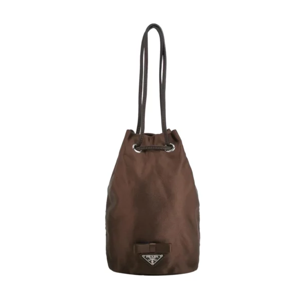 【二手】PRADA 棕色手提水桶袋 PD1291