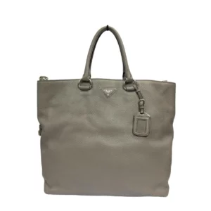 【二手】PRADA VITELLO DAINO 灰杏色2用 托特包 PD1331