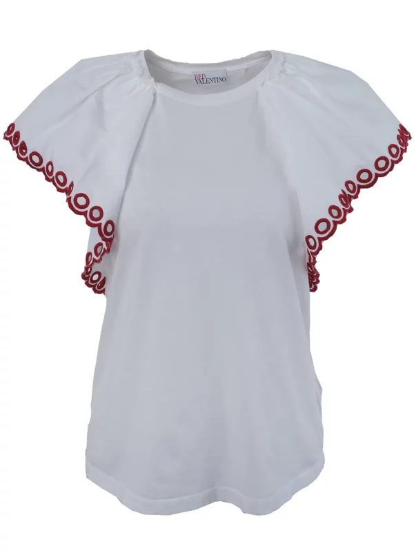 【二手】RED VALENTINO 荷葉袖邊棉質上衣 XS